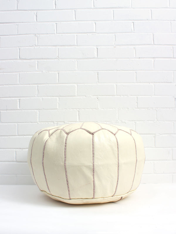 Bohemia Design Moroccan Leather Pouffe Pale Lemon