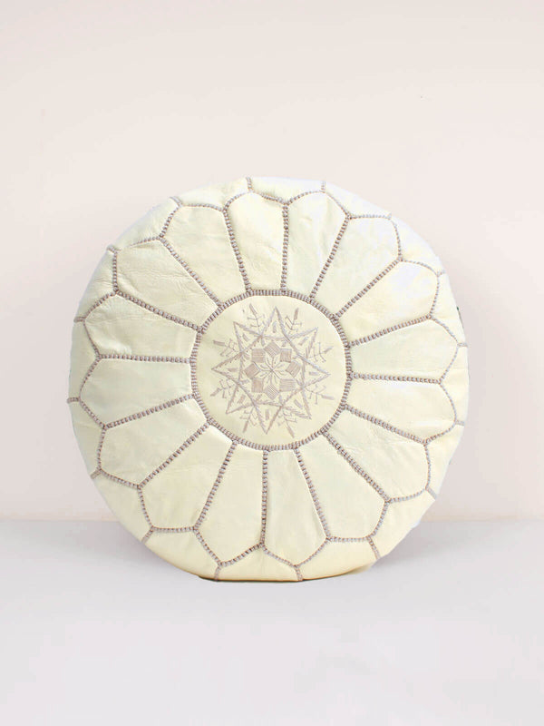 bohemia design Moroccan Leather Pouffe Pale Lemon