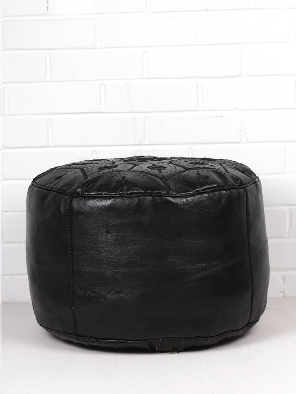 Bohemia Design Moroccan Leather Tile Pouffe Black