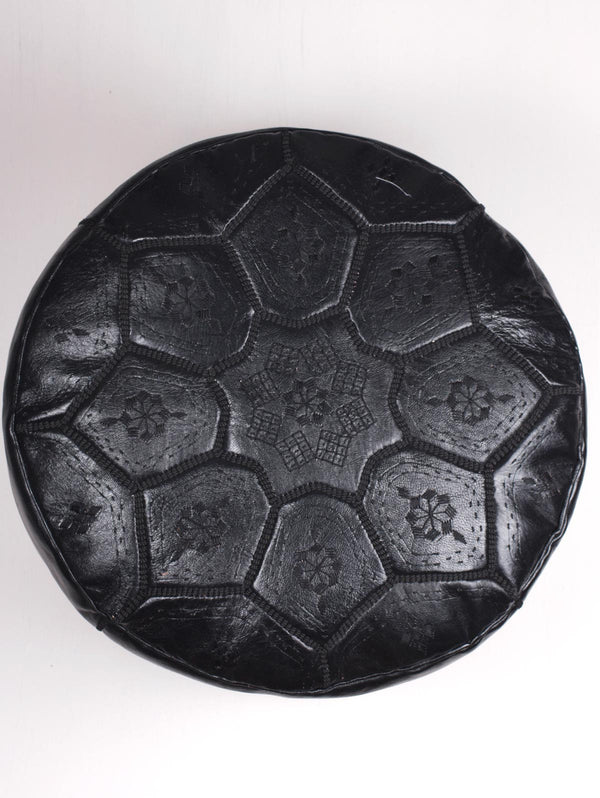 Bohemia Design Moroccan Leather Tile Pouffe Black