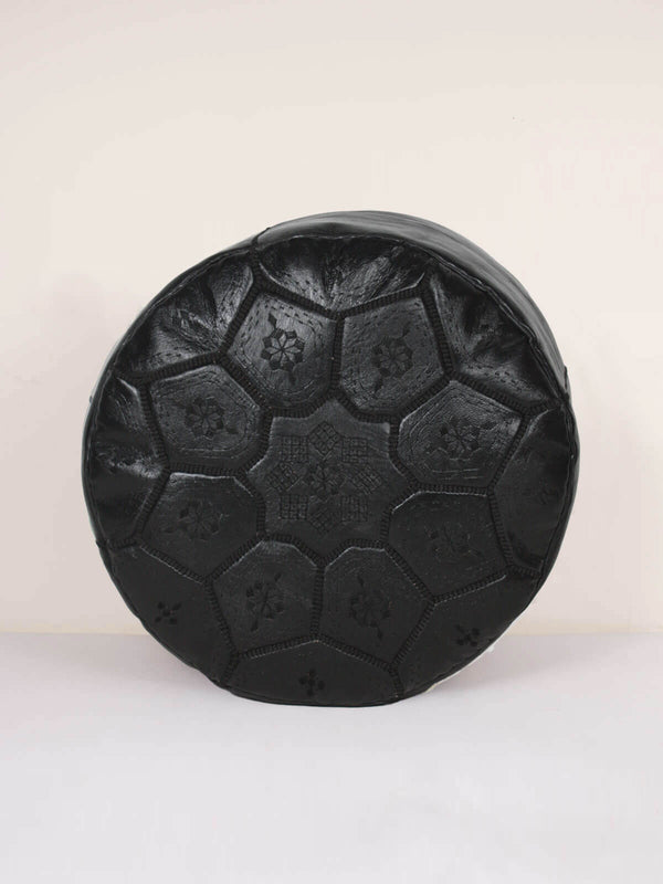 bohemia design Moroccan Leather Tile Pouffe Black