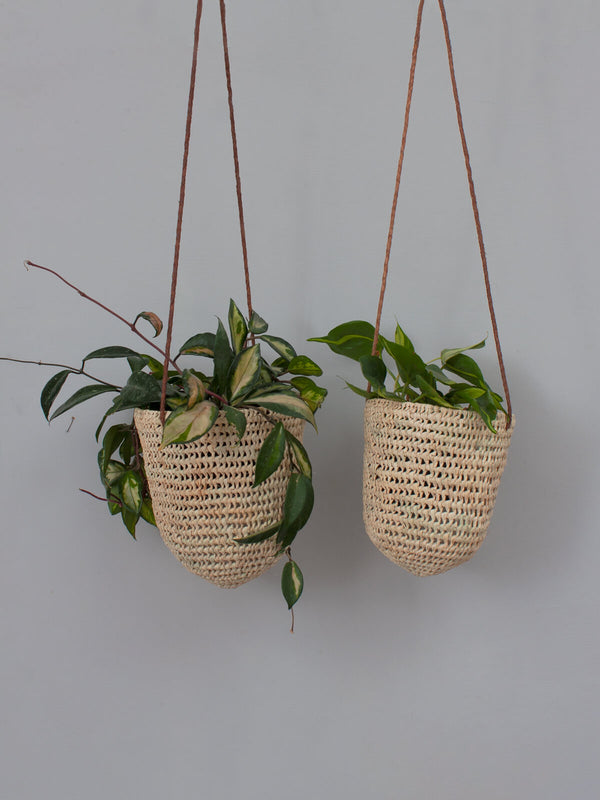 bohemia design Open Weave Dome Hanging Baskets Tan