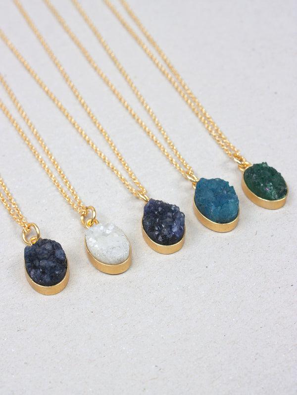 Bohemia Design Oval Druzy Necklaces