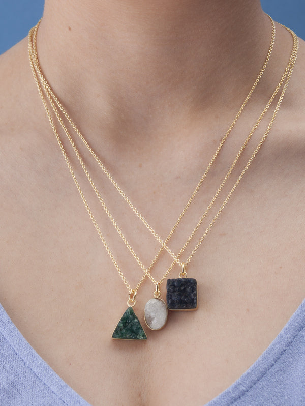 Bohemia Design Oval Druzy Necklaces