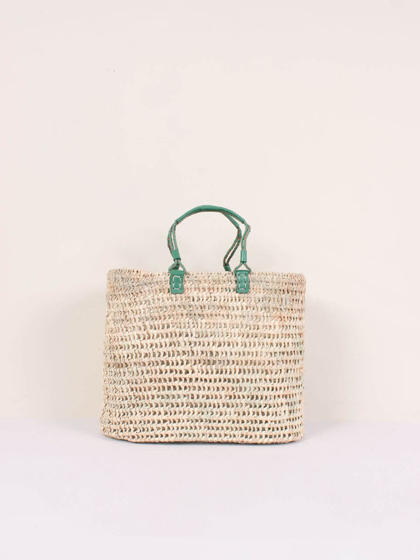 Bohemia Design Pleated Leather Handle Basket Sage
