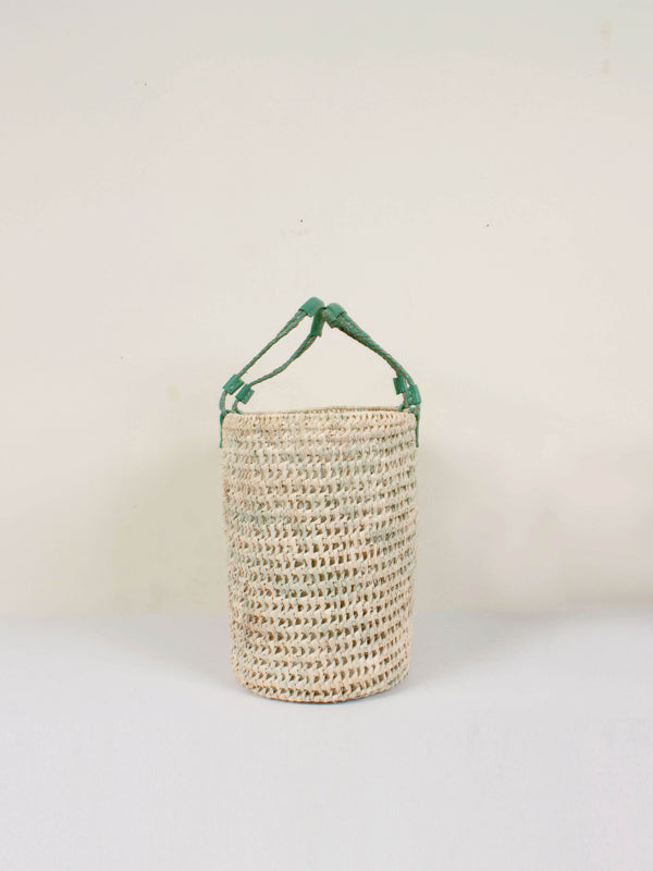 Bohemia Design Pleated Leather Handle Basket Sage