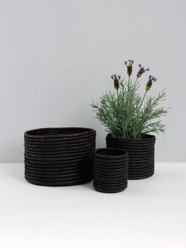 bohemia design Raffia Storage Pots Black