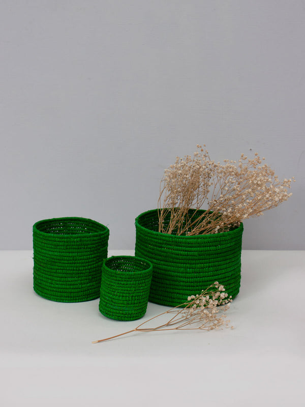 bohemia design Raffia Storage Pots Green