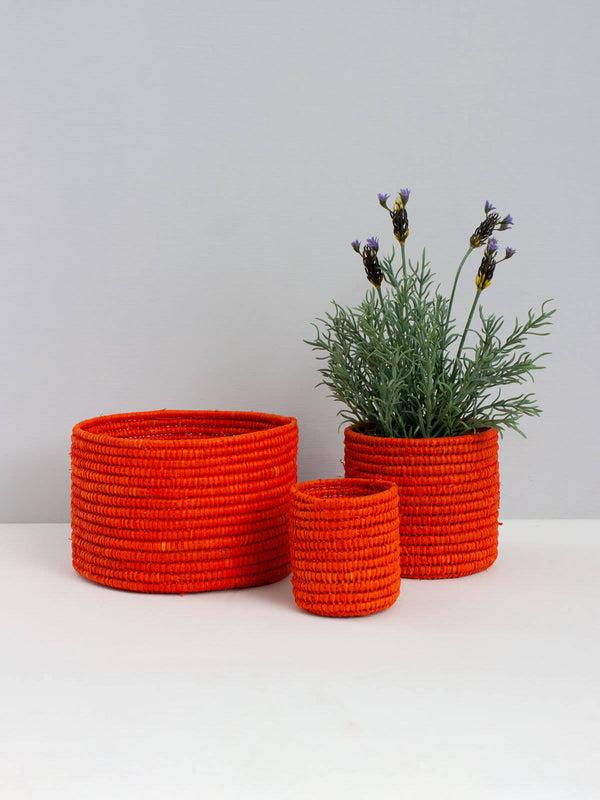 bohemia design Raffia Storage Pots Orange