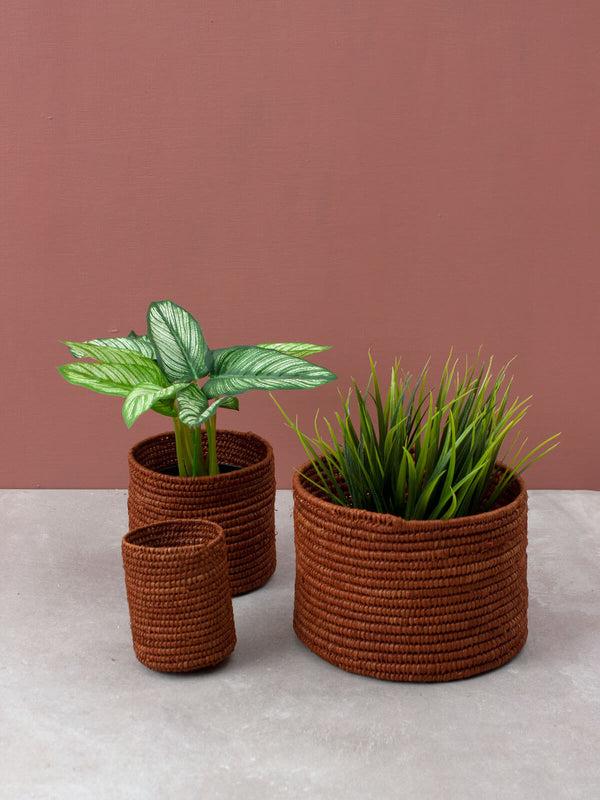 Bohemia Design Raffia Storage Pots Tobacco