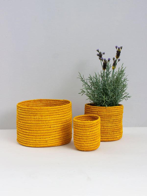 bohemia design Raffia Storage Pots Yellow