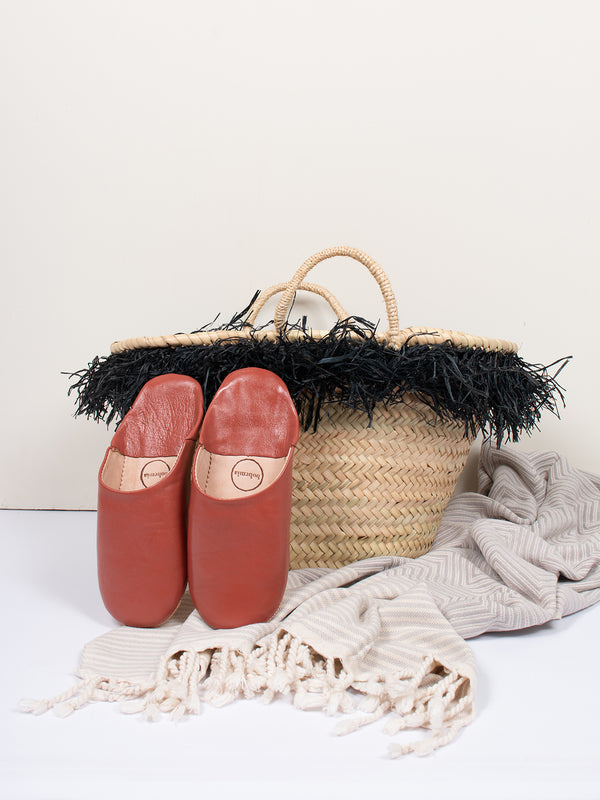 Bohemia Design Raffia Tassel Basket Black