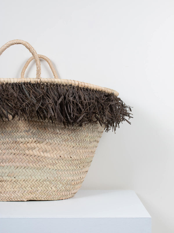 Bohemia Design Raffia Tassel Basket Moss