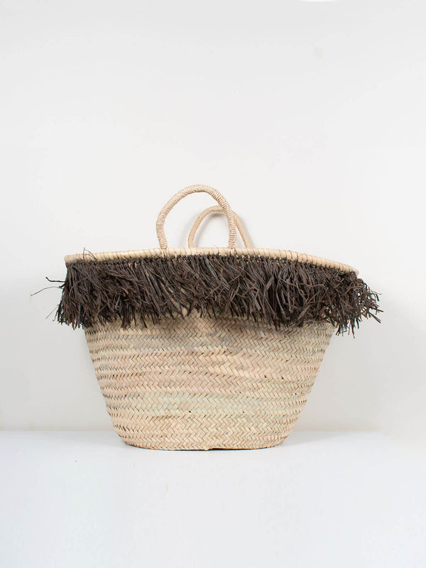 Bohemia Design Raffia Tassel Basket Moss