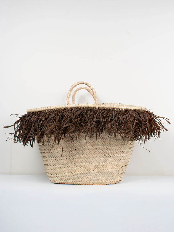 bohemia design Raffia Tassel Basket Tobacco