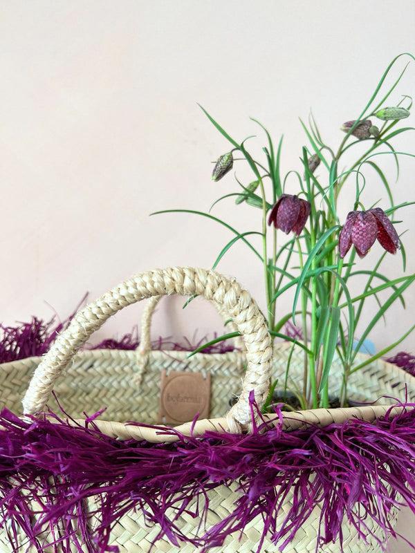Bohemia Design Raffia Tassel Basket Violet