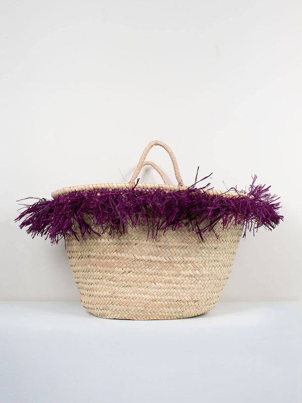 Bohemia Design Raffia Tassel Basket Violet