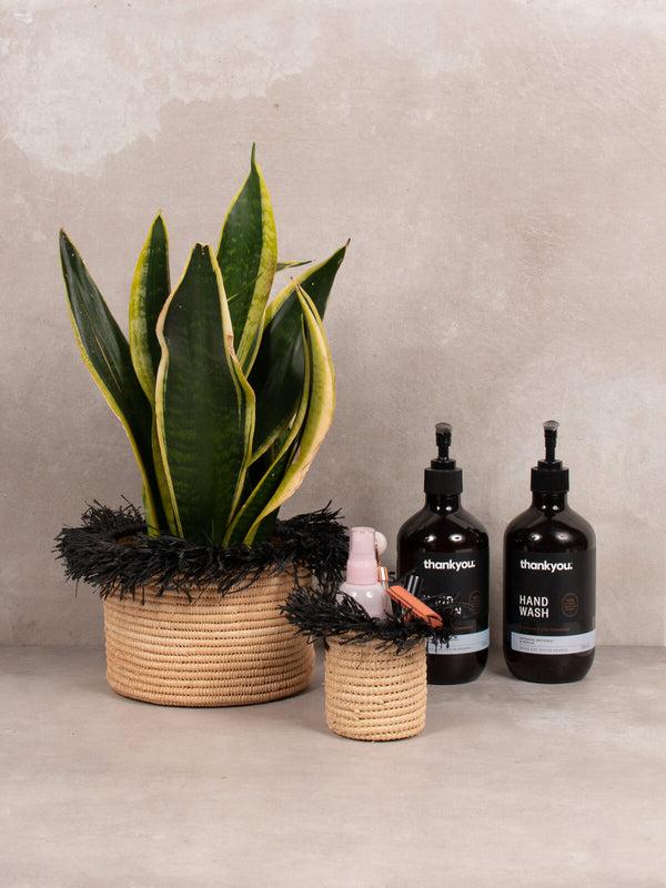 Bohemia Design Raffia Tassel Storage Pots Black