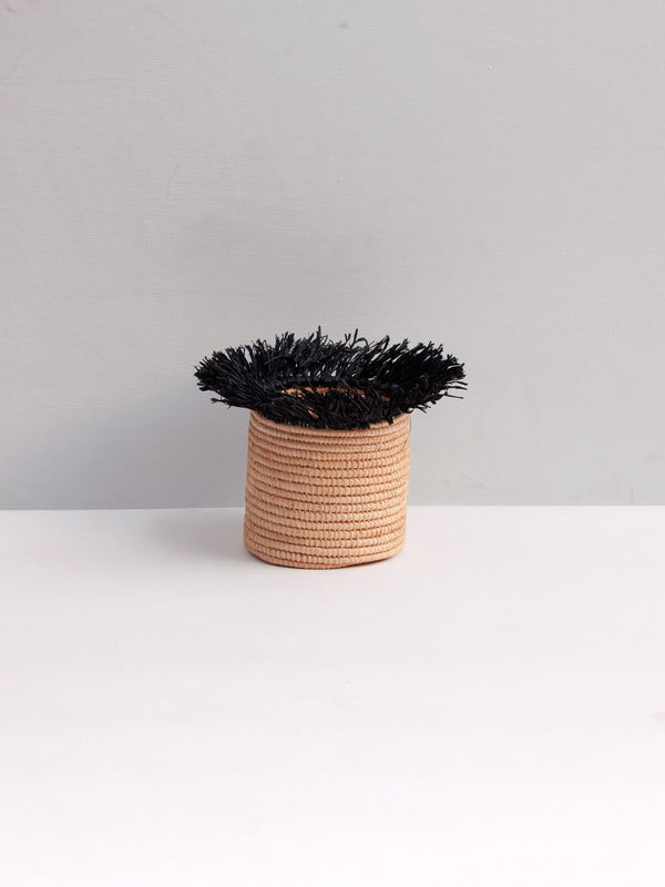 Bohemia Design Raffia Tassel Storage Pots Black