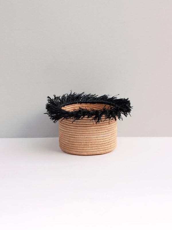 Bohemia Design Raffia Tassel Storage Pots Black