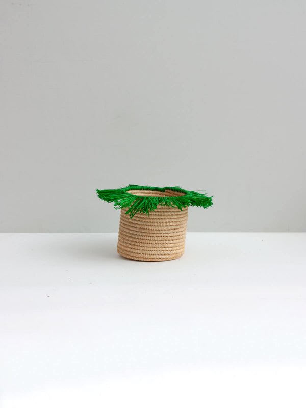 Bohemia Design Raffia Tassel Storage Pots Green