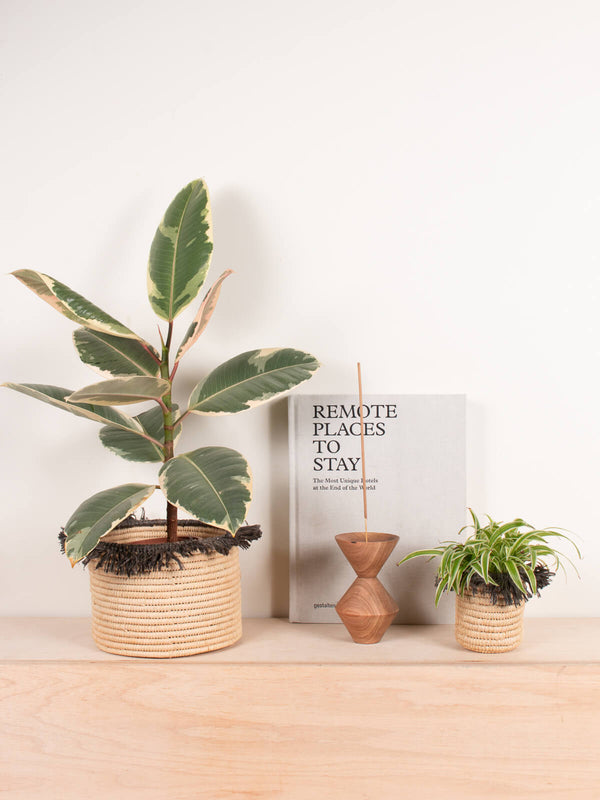 Bohemia Design Raffia Tassel Storage Pots Grey