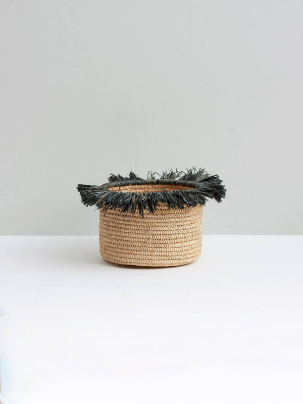 Bohemia Design Raffia Tassel Storage Pots Grey