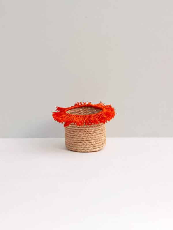 Bohemia Design Raffia Tassel Storage Pots Orange