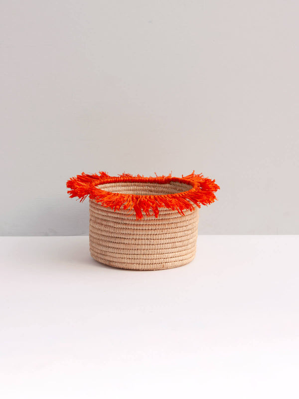 Bohemia Design Raffia Tassel Storage Pots Orange