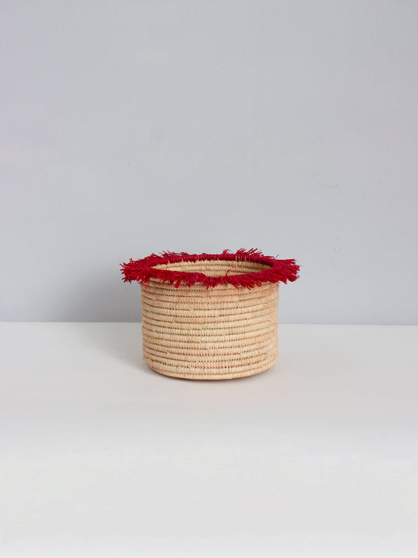 Bohemia Design Raffia Tassel Storage Pots Red