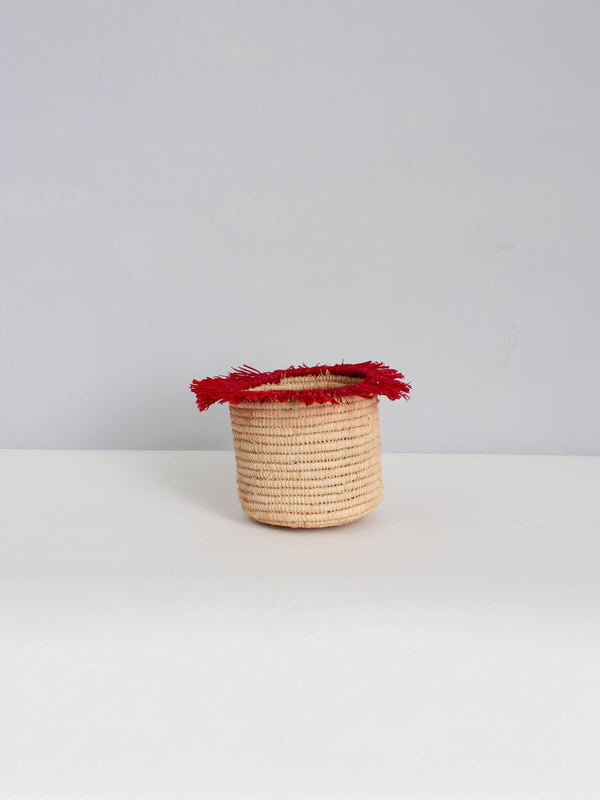 Bohemia Design Raffia Tassel Storage Pots Red