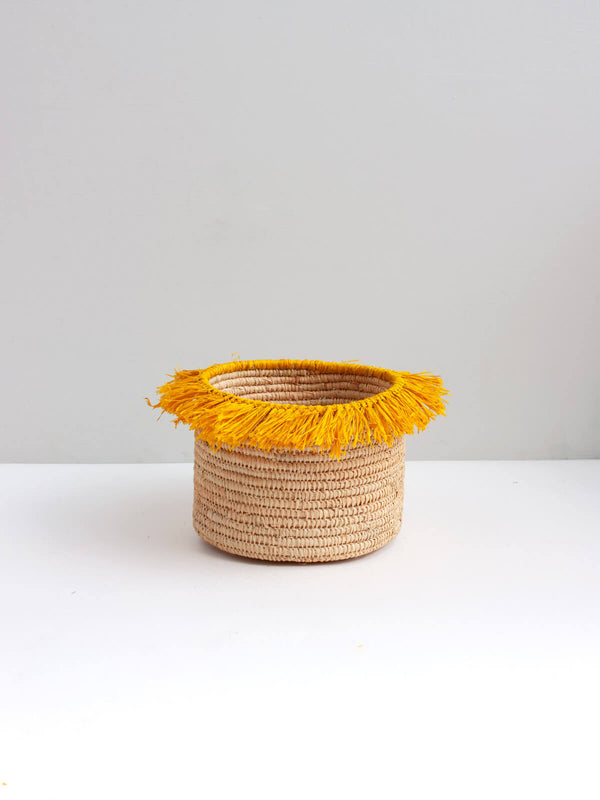 Bohemia Design Raffia Tassel Storage Pots Yellow