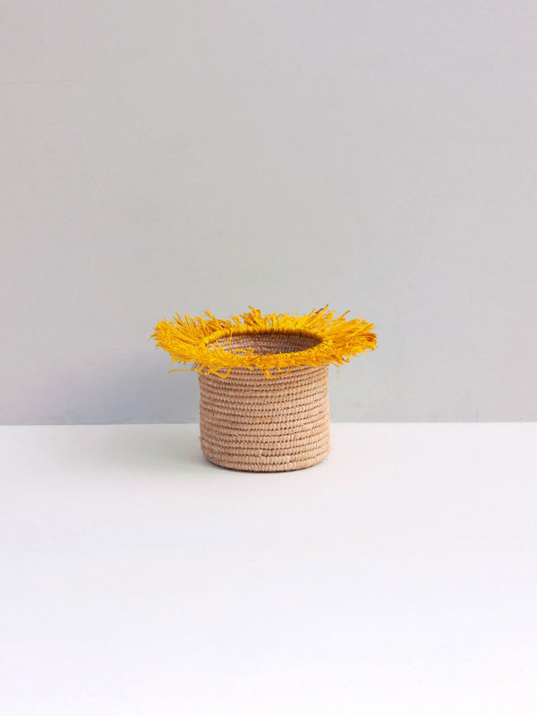 Bohemia Design Raffia Tassel Storage Pots Yellow
