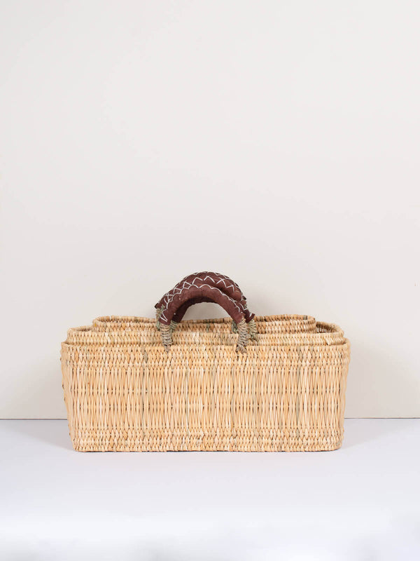 Bohemia Design Reed Basket With Leather Handles
