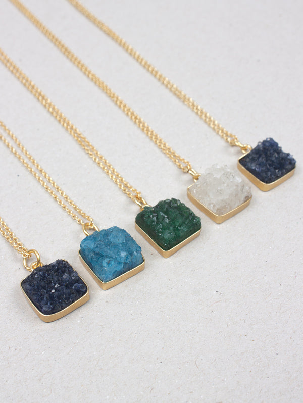 bohemia design Square Druzy Necklace