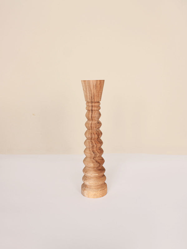 Bohemia Design Walnut Wood Candle Holders Ripple