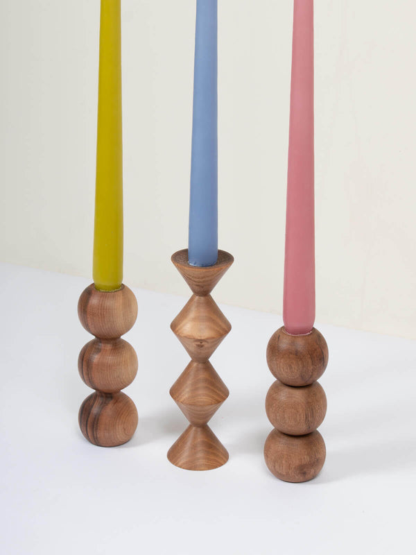 Bohemia Design Walnut Wood Candlestick Ball