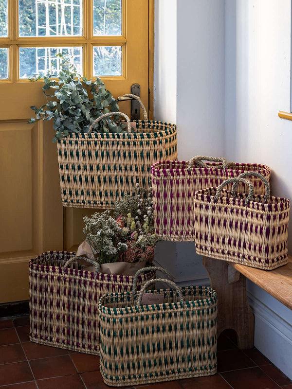 Bohemia Design Woven Reed Basket Green