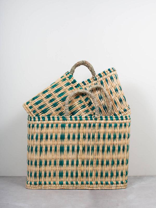bohemia design Woven Reed Basket Green