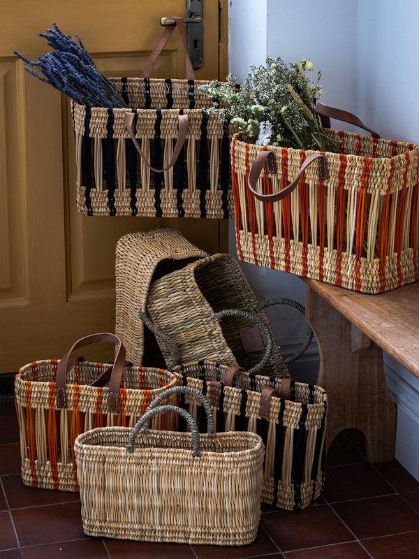 Bohemia Design Decorative Reed Basket Orange Stripe