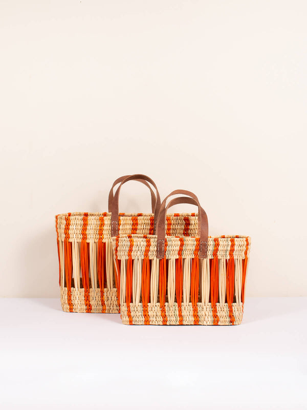 Bohemia Design Decorative Reed Basket Orange Stripe