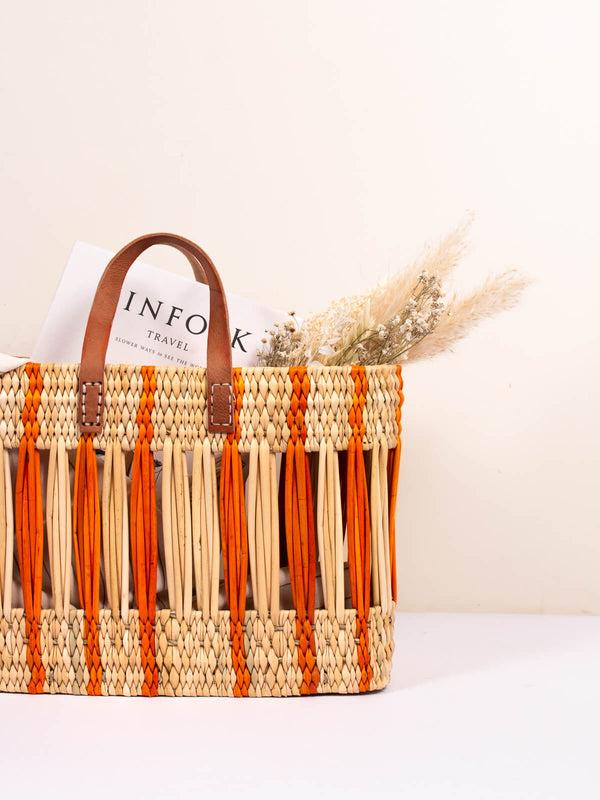 Bohemia Design Decorative Reed Basket Orange Stripe