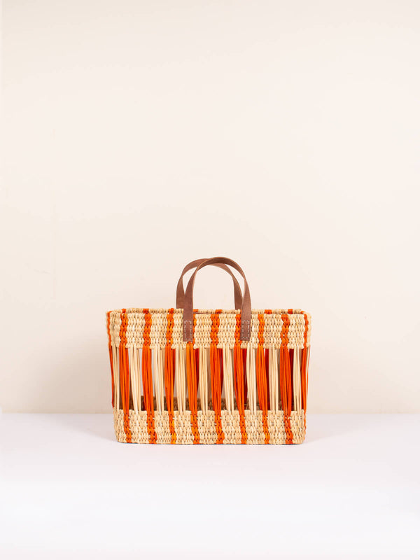bohemia design Decorative Reed Basket Orange Stripe