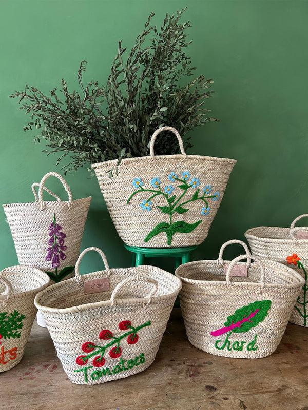 Bohemia Design Hand Embroidered Bucket Basket Foxglove