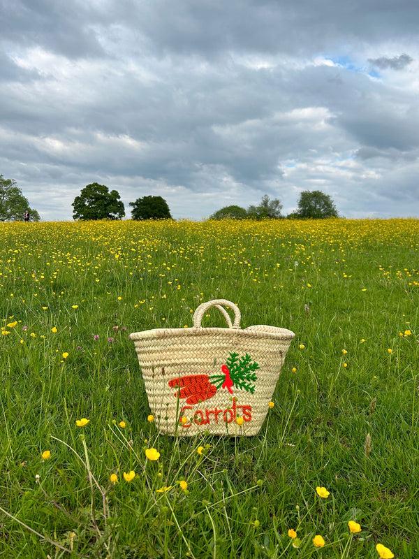 Bohemia Design Hand Embroidered Market Basket Carrots