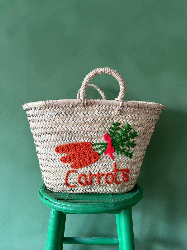 Bohemia Design Hand Embroidered Market Basket Carrots