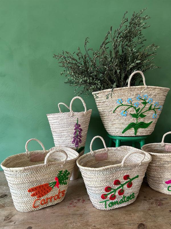 Bohemia Design Hand Embroidered Market Basket Carrots