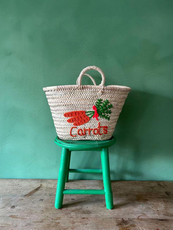 bohemia design Hand Embroidered Market Basket Carrots