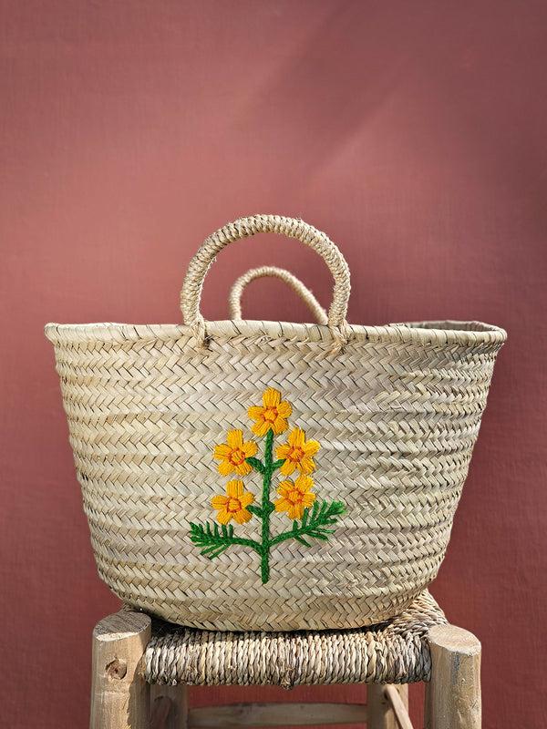 Bohemia Design Hand Embroidered Market Basket Cosmos