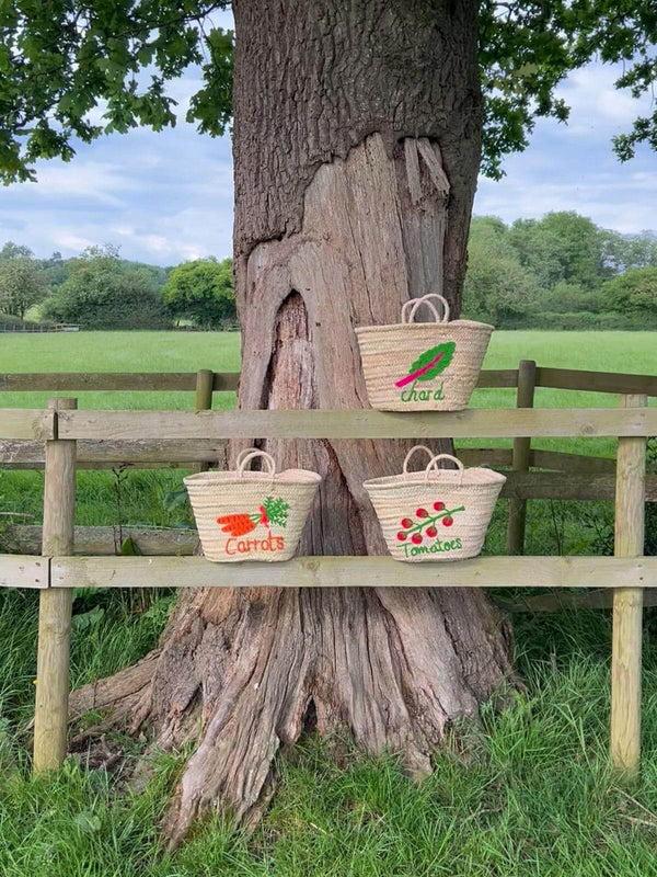 Bohemia Design Hand Embroidered Market Basket Tomatoes